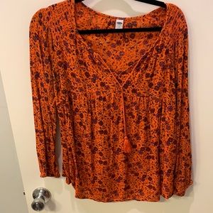 Orange floral blouse